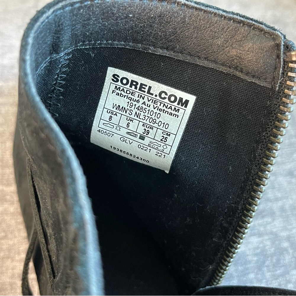 Sorel Boots Women Size 8M Black Cate Waterproof Leather Harness Buckle Zip - Picture 12 of 13